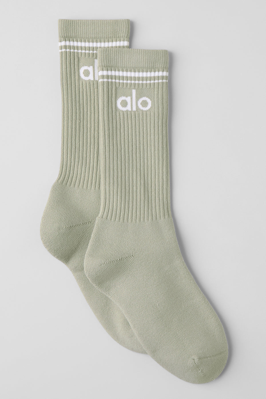 Unisex throwback sock in limestone and white showing cushioning and stripe detail