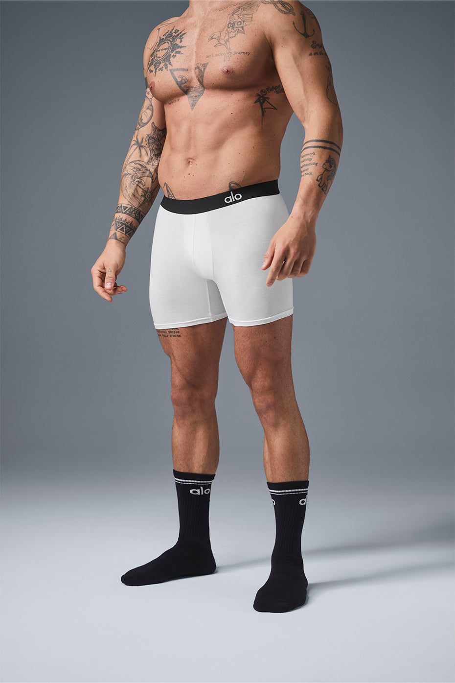 Front view of silky modal boxers in white, showcasing the soft fabric.
