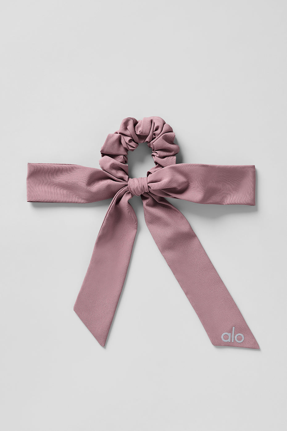 Chic Love Knots Scrunchie in Smoky Quartz with elegant bow strings.