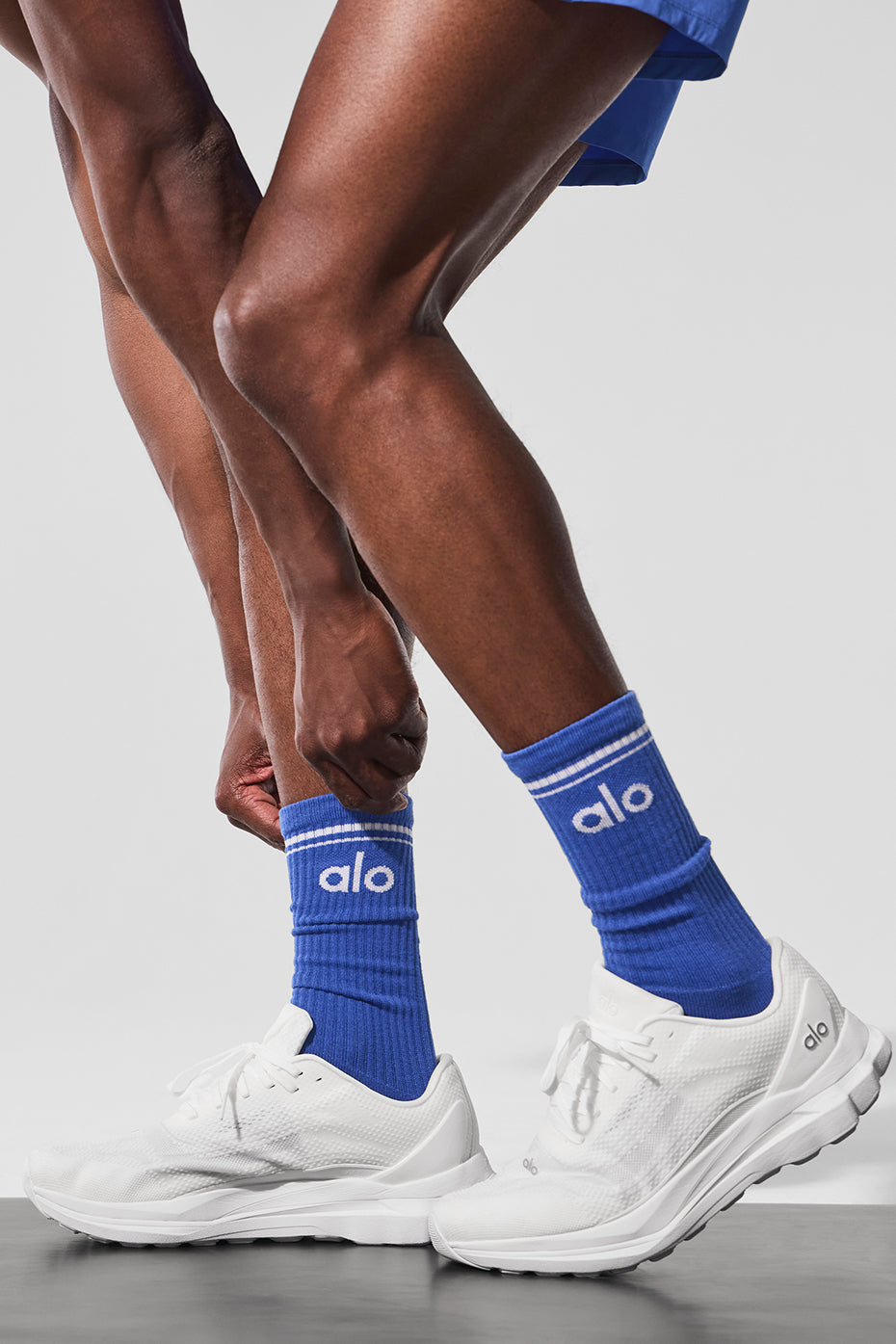 Retro Athletic Socks worn with sneakers and shorts.