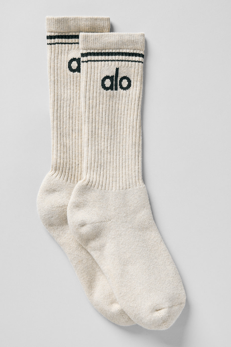 Close-up of retro unisex socks showcasing the soft texture and stripe detail.
