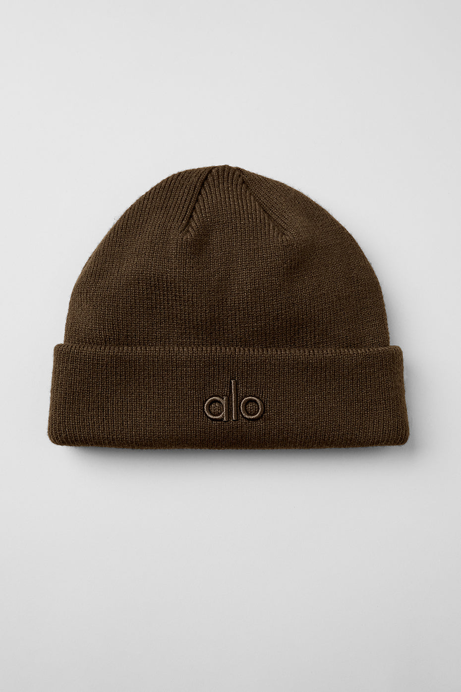 Close-up of cozy winter beanie showcasing ribbed texture.
