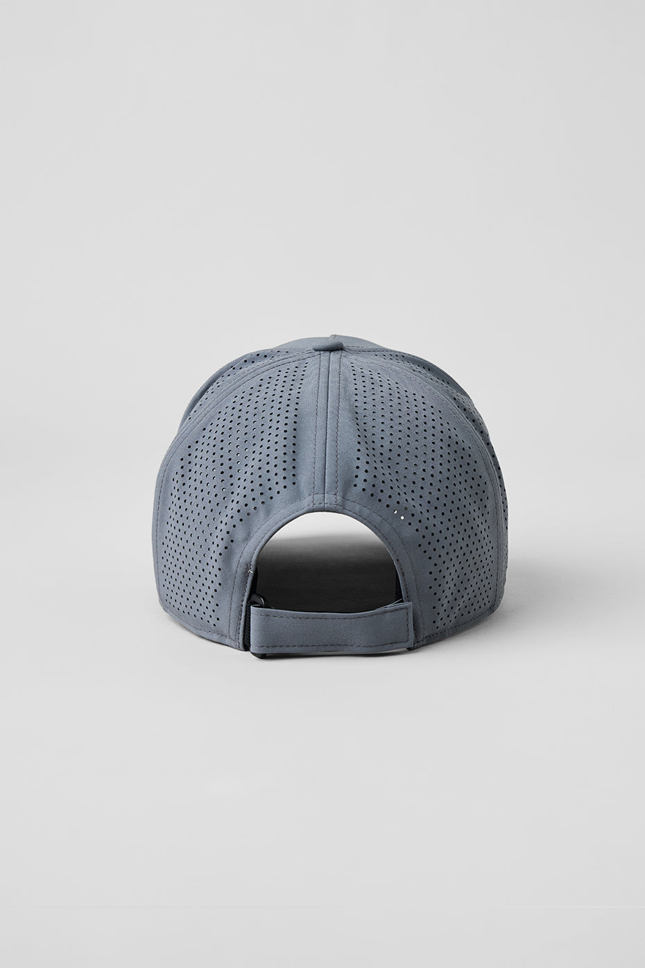 Side angle of the black trucker hat, highlighting the breathable back perforations.