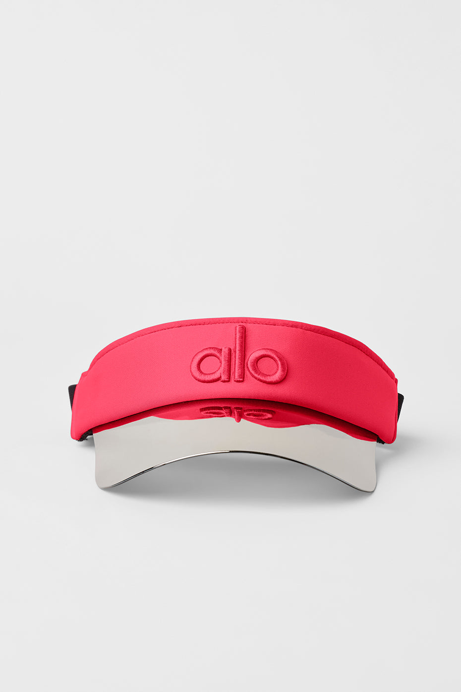 Adjustable buckle detail on the ladies tennis visor in candy red.