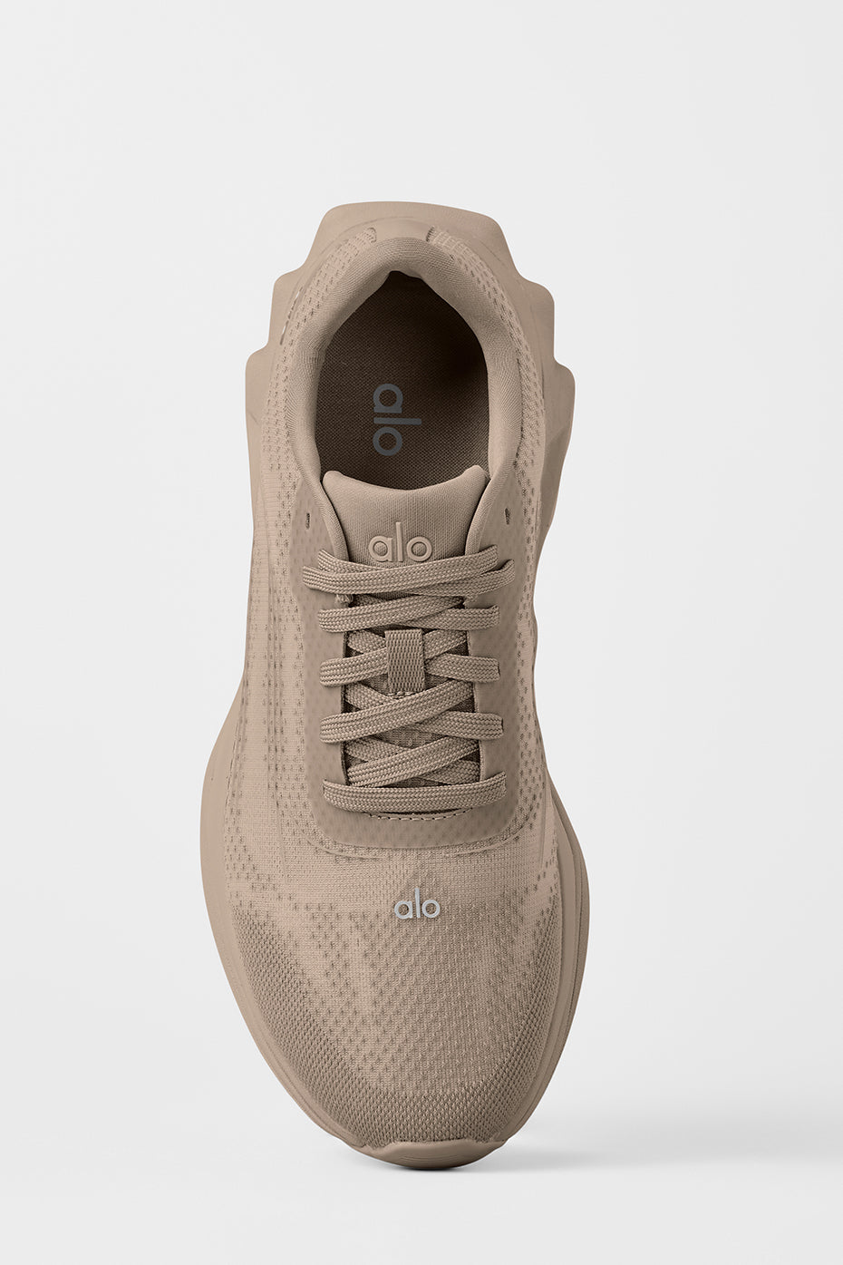Side view of ALO Gravel Runner showing stabilizing heel clip and mesh upper
