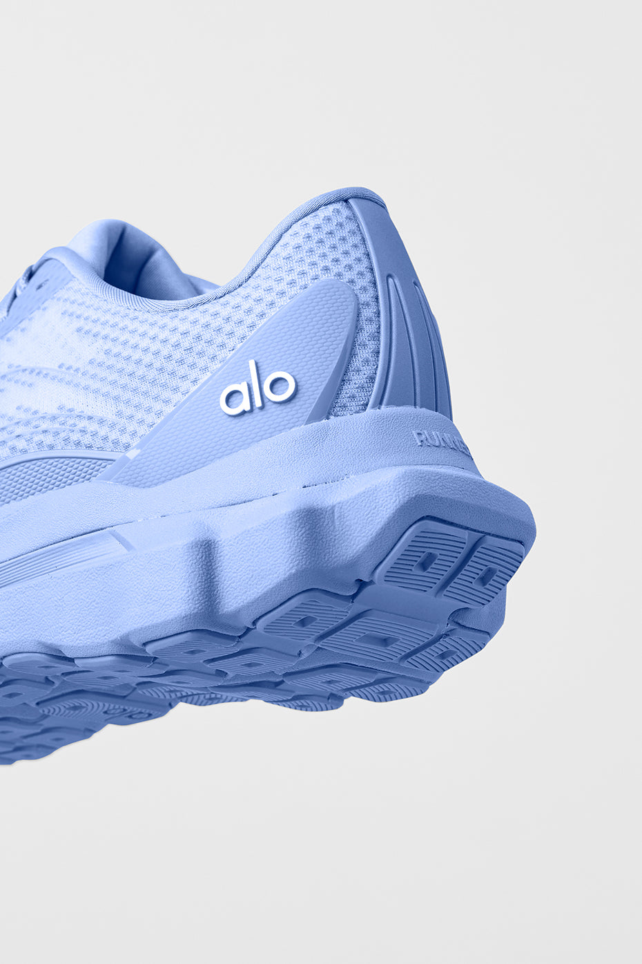 Close-up of the ALO Runners breathable mesh upper, emphasizing its eco-friendly materials.