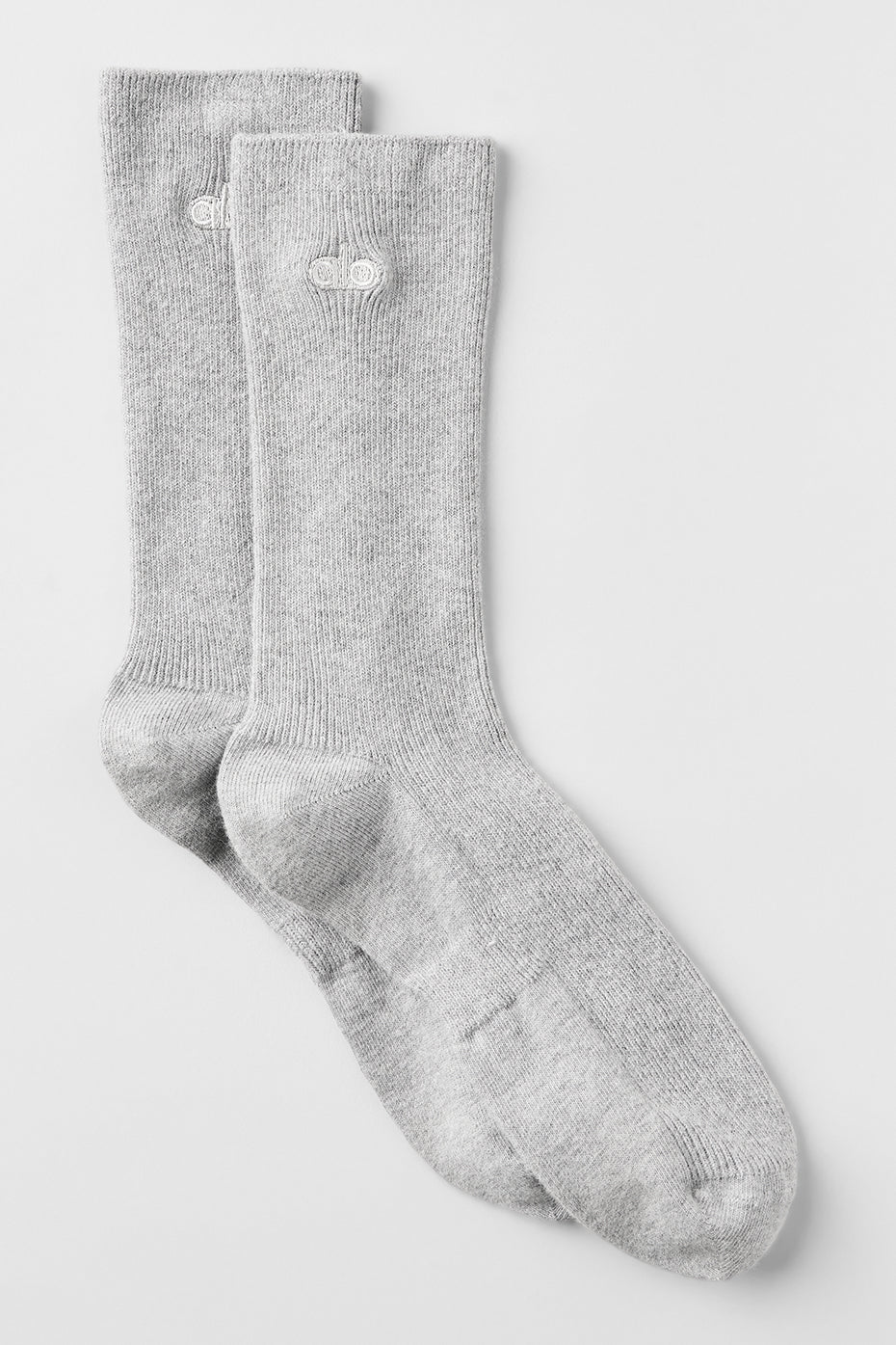Unisex athletic compression socks in heather grey with brand logo