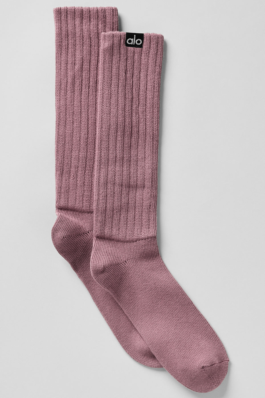Close-up of Smoky Quartz scrunch socks with layered design.