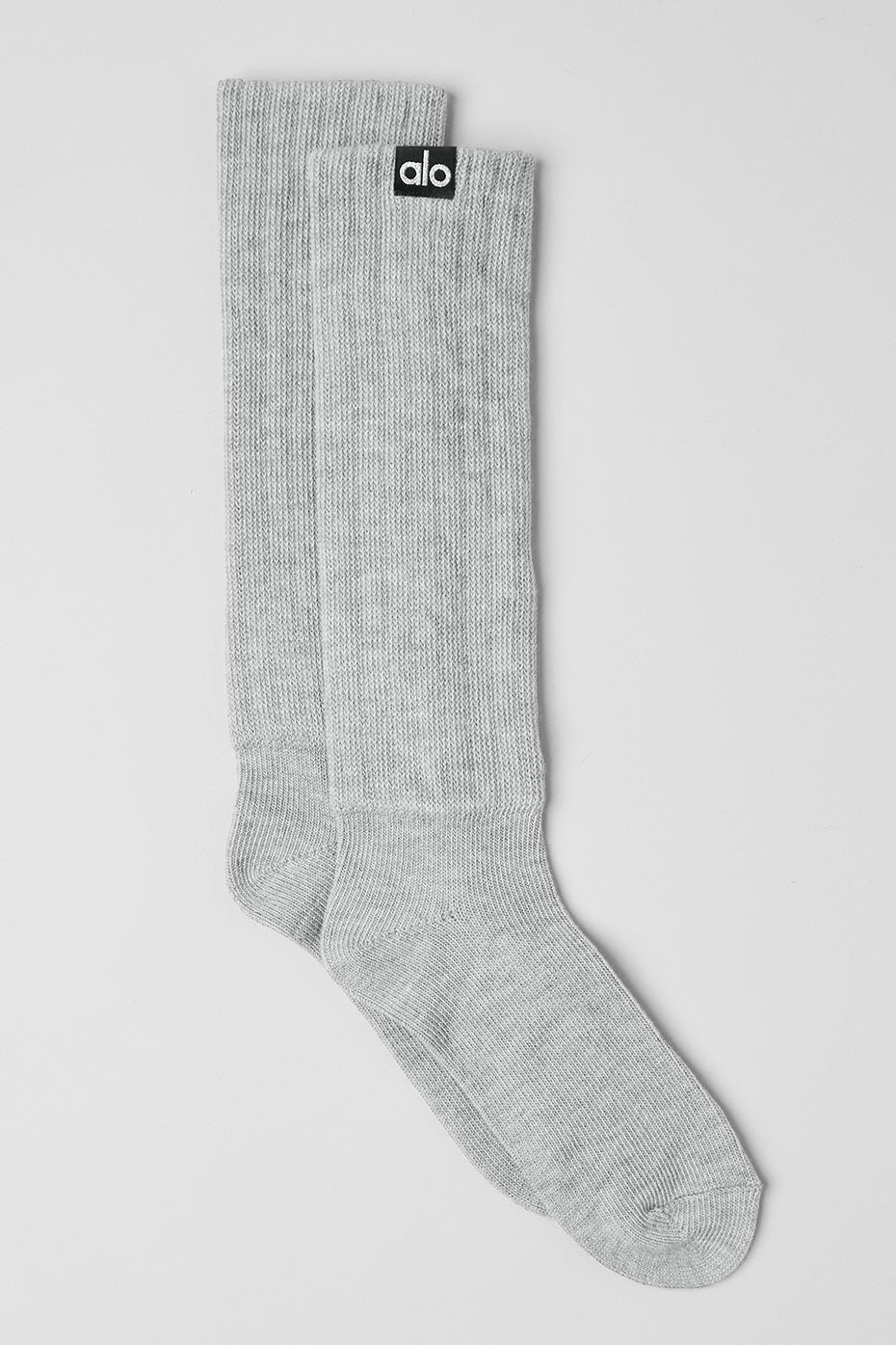 Unisex athletic crew socks in heather grey with layered scrunch detail