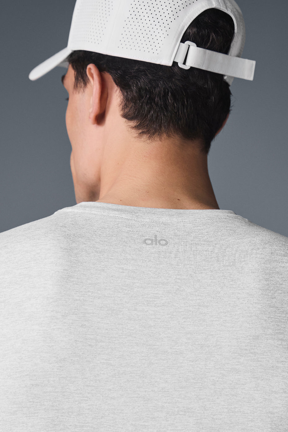 Front view of Conquer Reform Athletic Crewneck T-Shirt in Heather Grey.