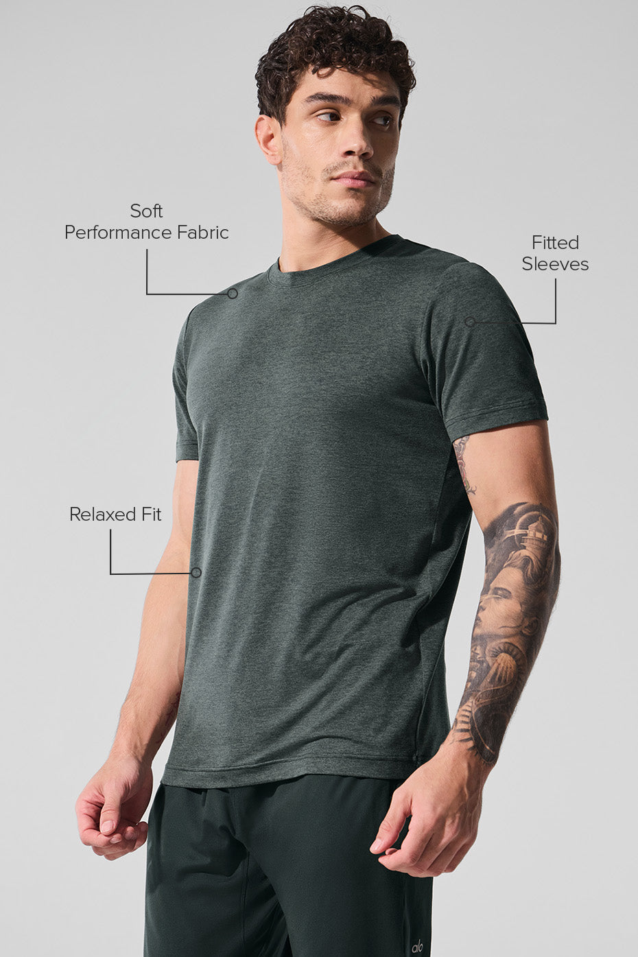 Side view showcasing the fit of the Elevate Crewneck Fitness T-Shirt.