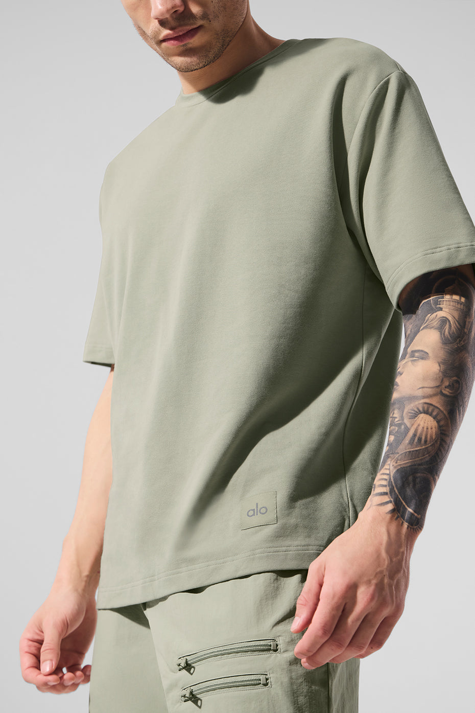 Close-up of the fabric texture of the Double Take tee