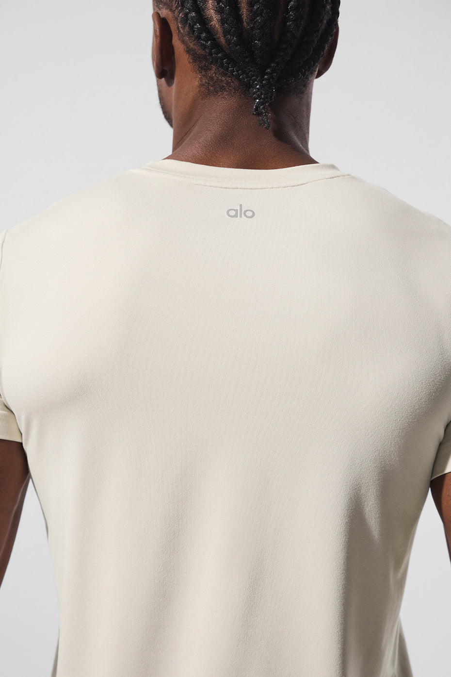 Front view of the essential crewneck short sleeve top in Bone, ideal for casual wear.