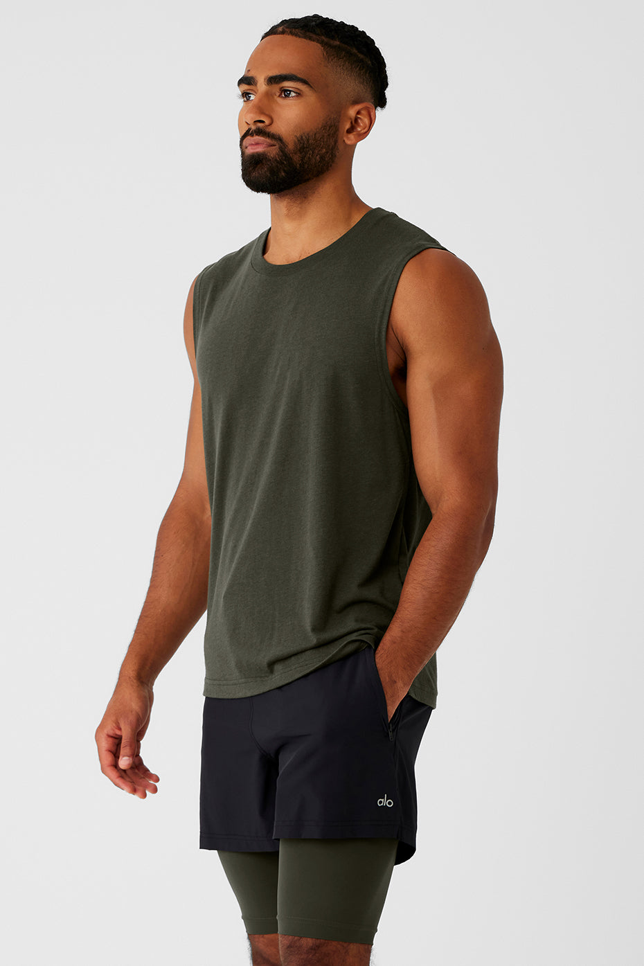 Back view of Triumph Performance Muscle Tank, highlighting dropped armholes.