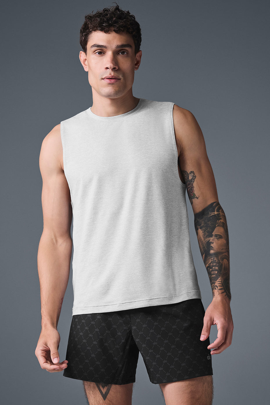 Close-up of women's muscle tank fabric texture and stitching