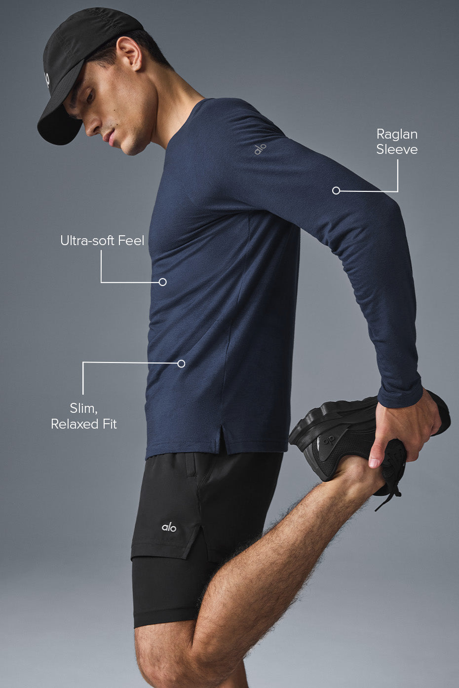 Model wearing the Triumph long sleeve tee during outdoor casual wear