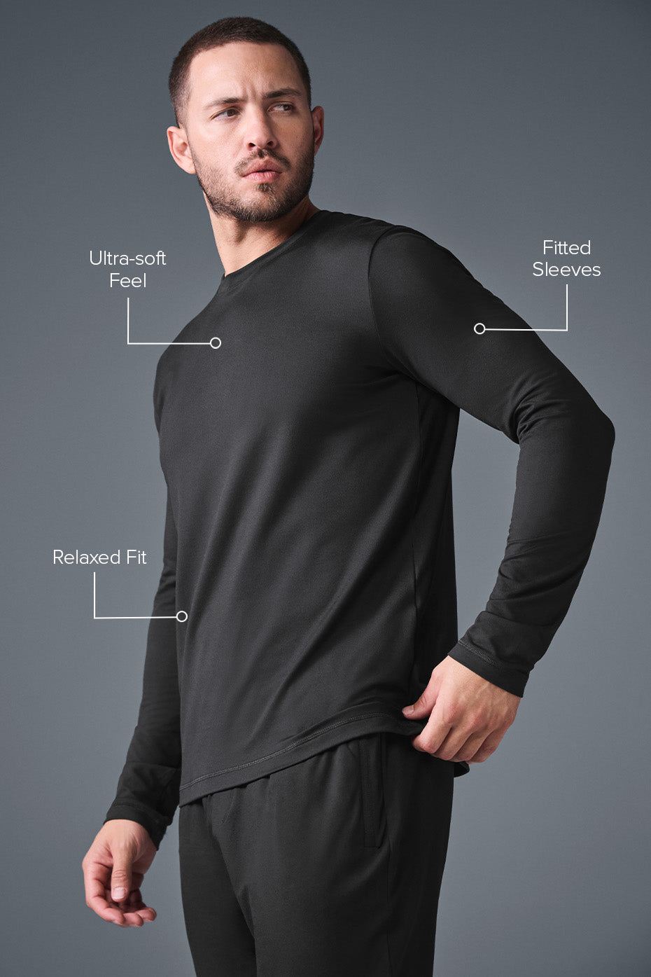 Side view of the long sleeve shirt, perfect for layering under jackets.