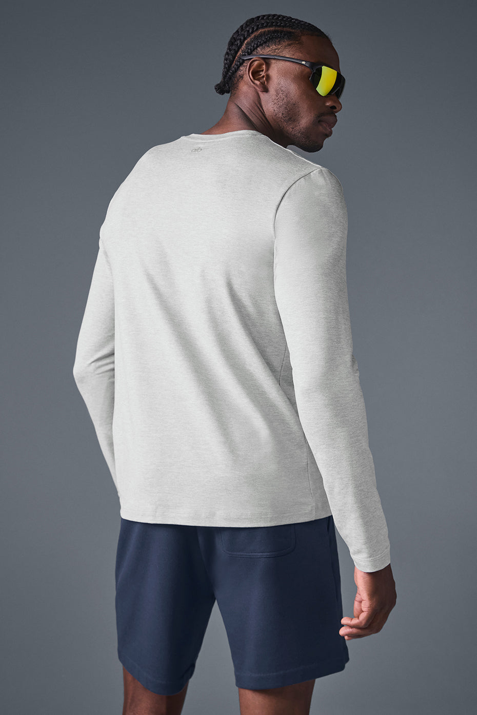 Layered look with the crewneck sweatshirt under a jacket for casual styling