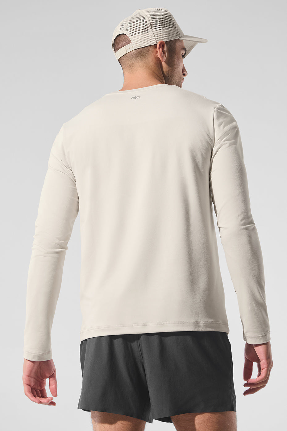 Close-up of soft fabric and stitching detail on the long sleeve shirt