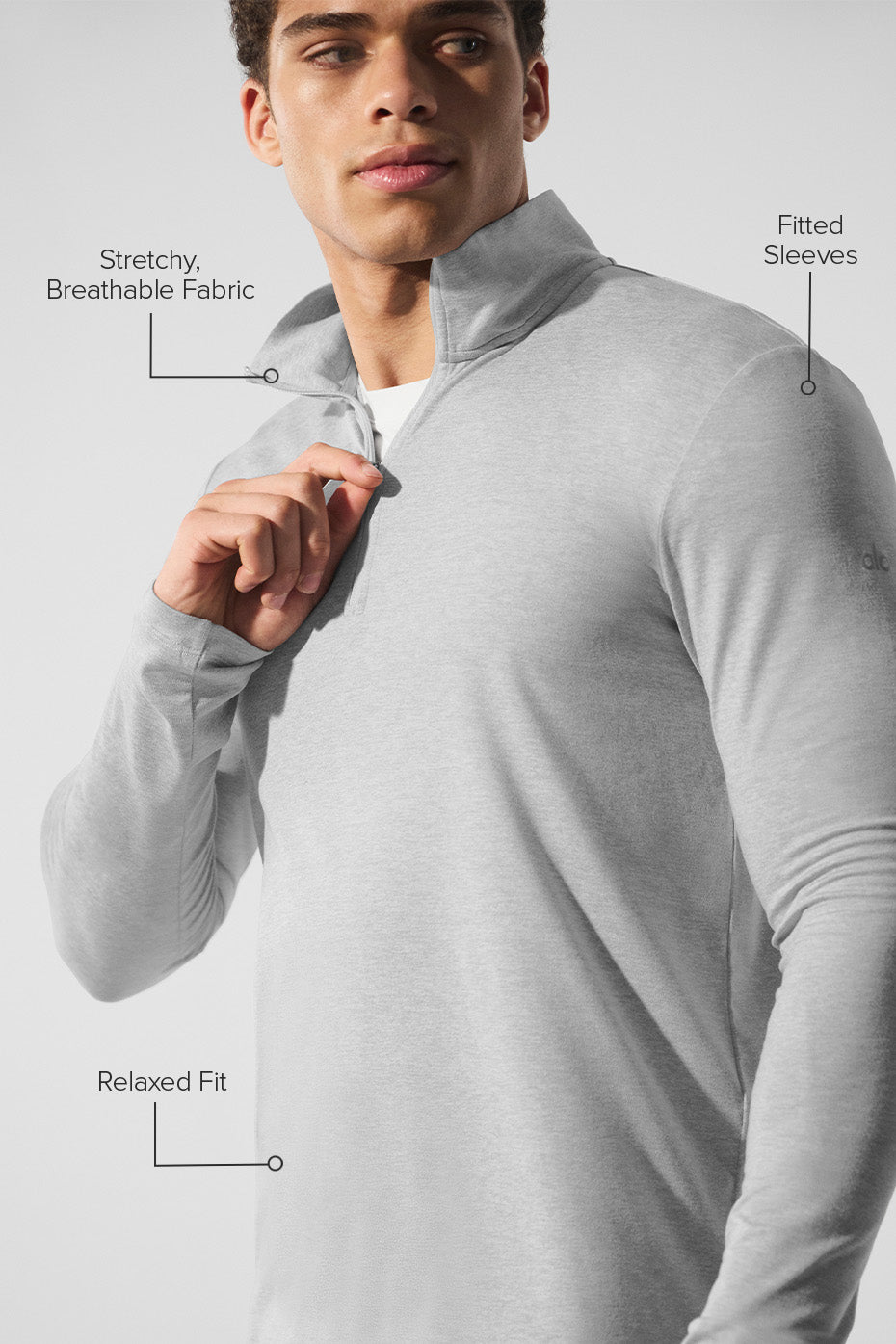 Close-up of fabric texture on moisture wicking polo shirt.