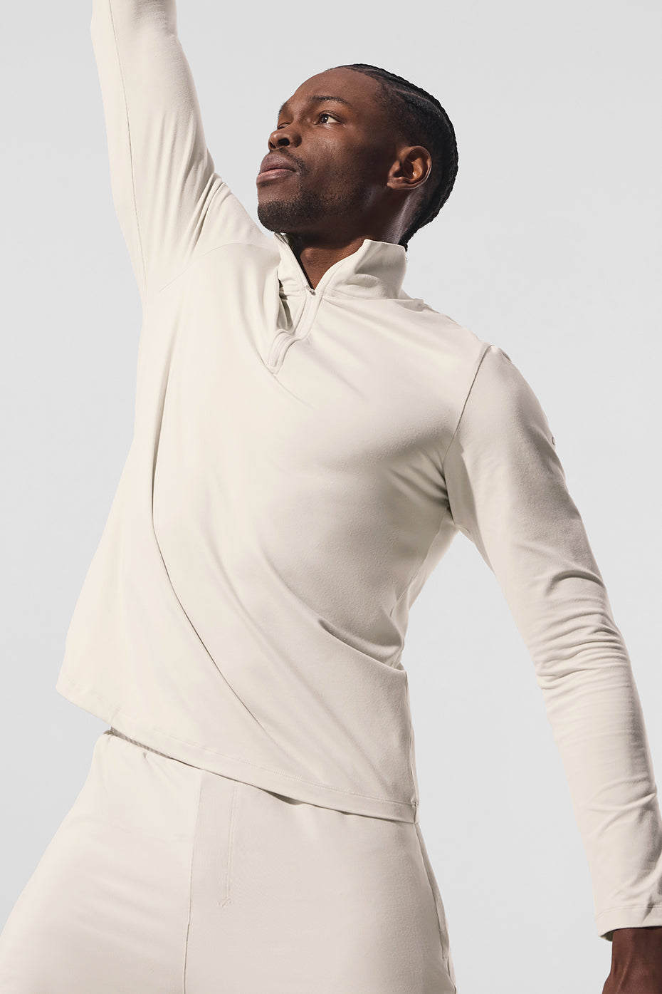 Side view of the long sleeve shirt, highlighting the breathable fabric and comfortable fit.
