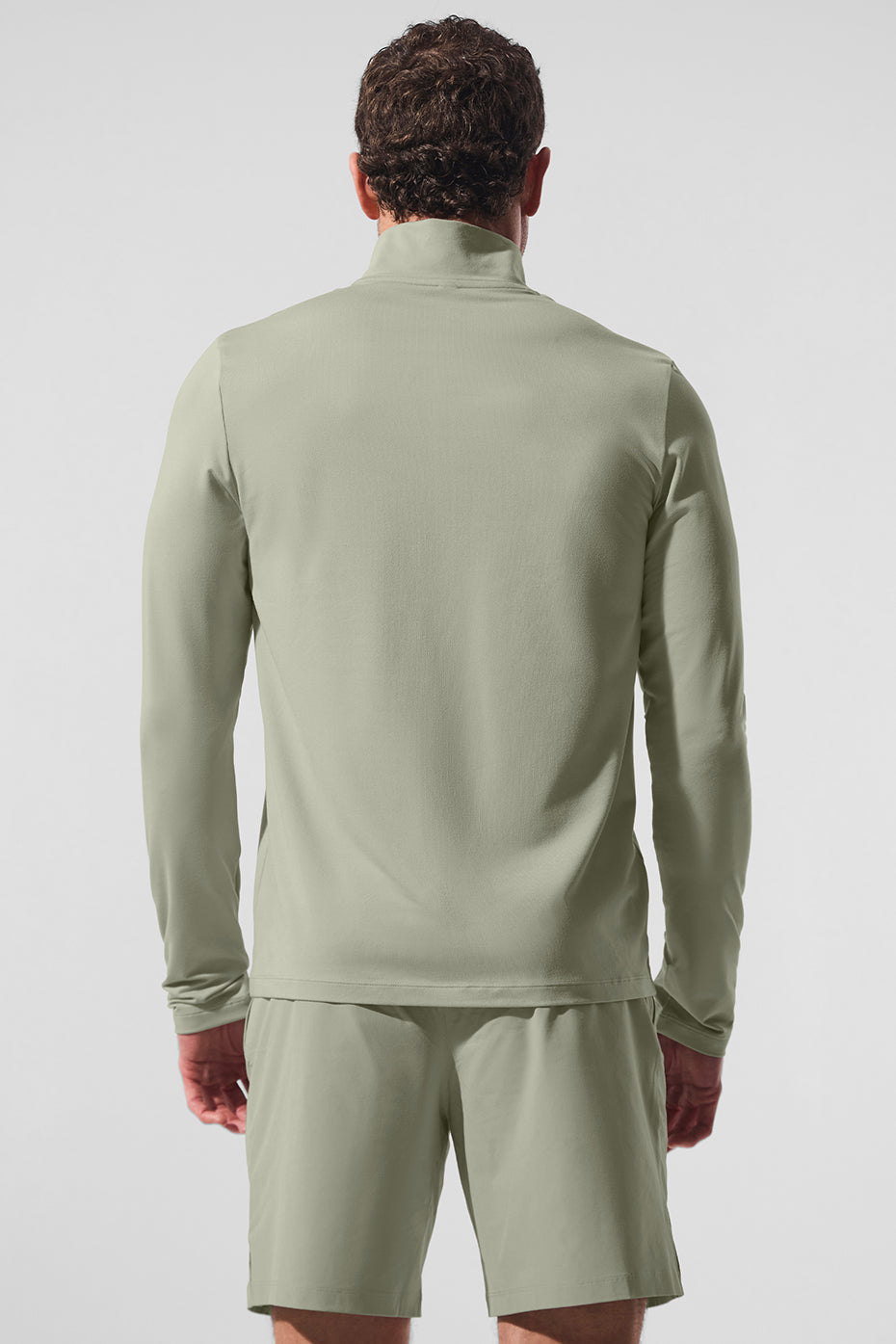 Side view showcasing the lightweight fabric of the Limestone long sleeve workout shirt.