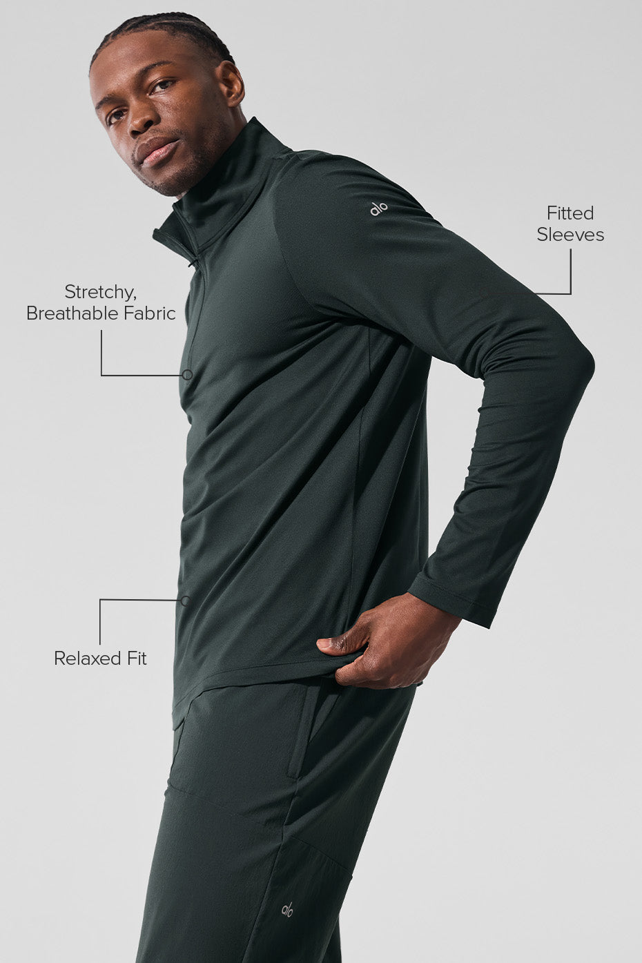 Side view showcasing the lightweight fabric of the long sleeve workout top.