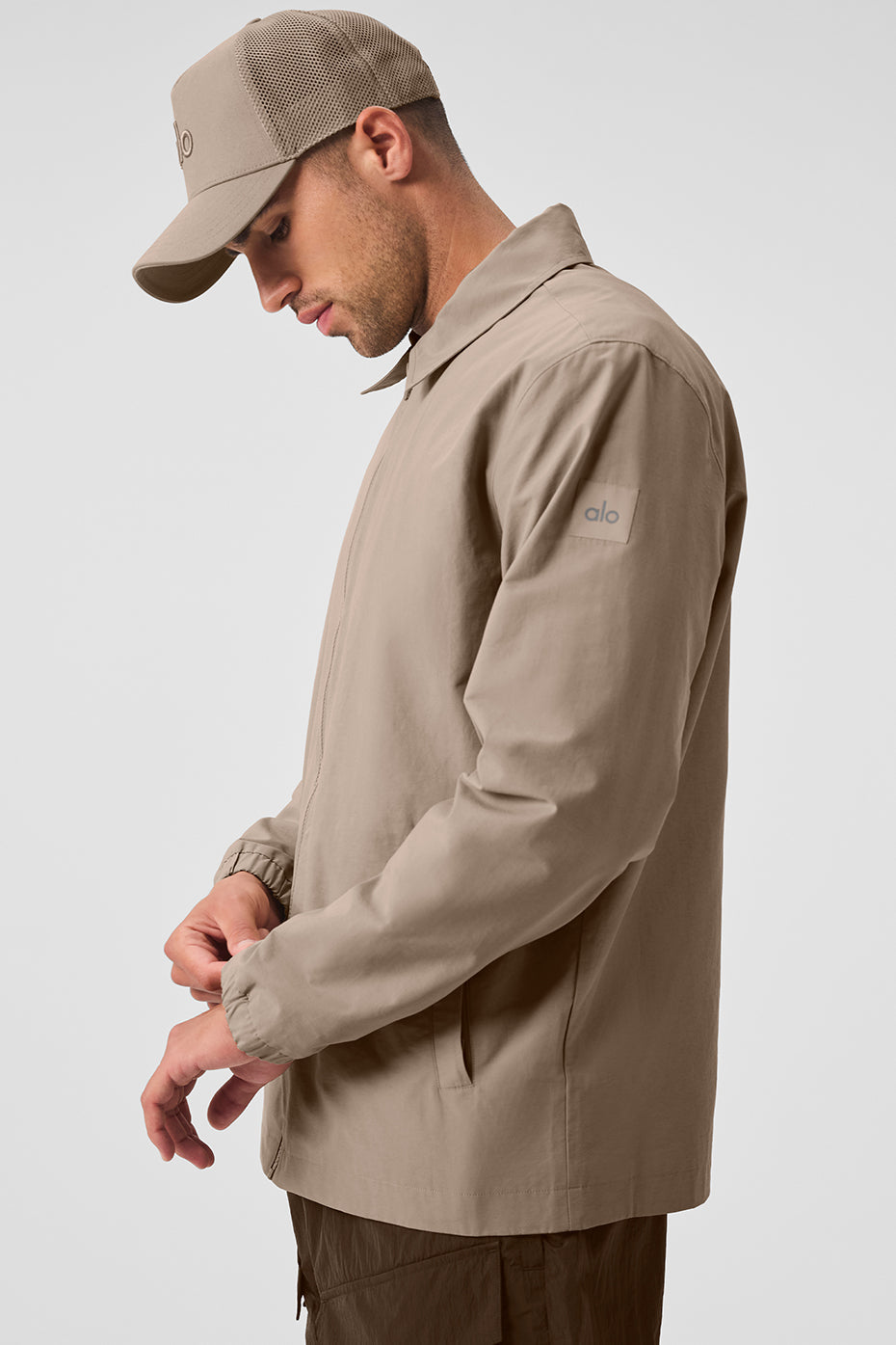 Back view showing the relaxed fit of this lightweight jacket