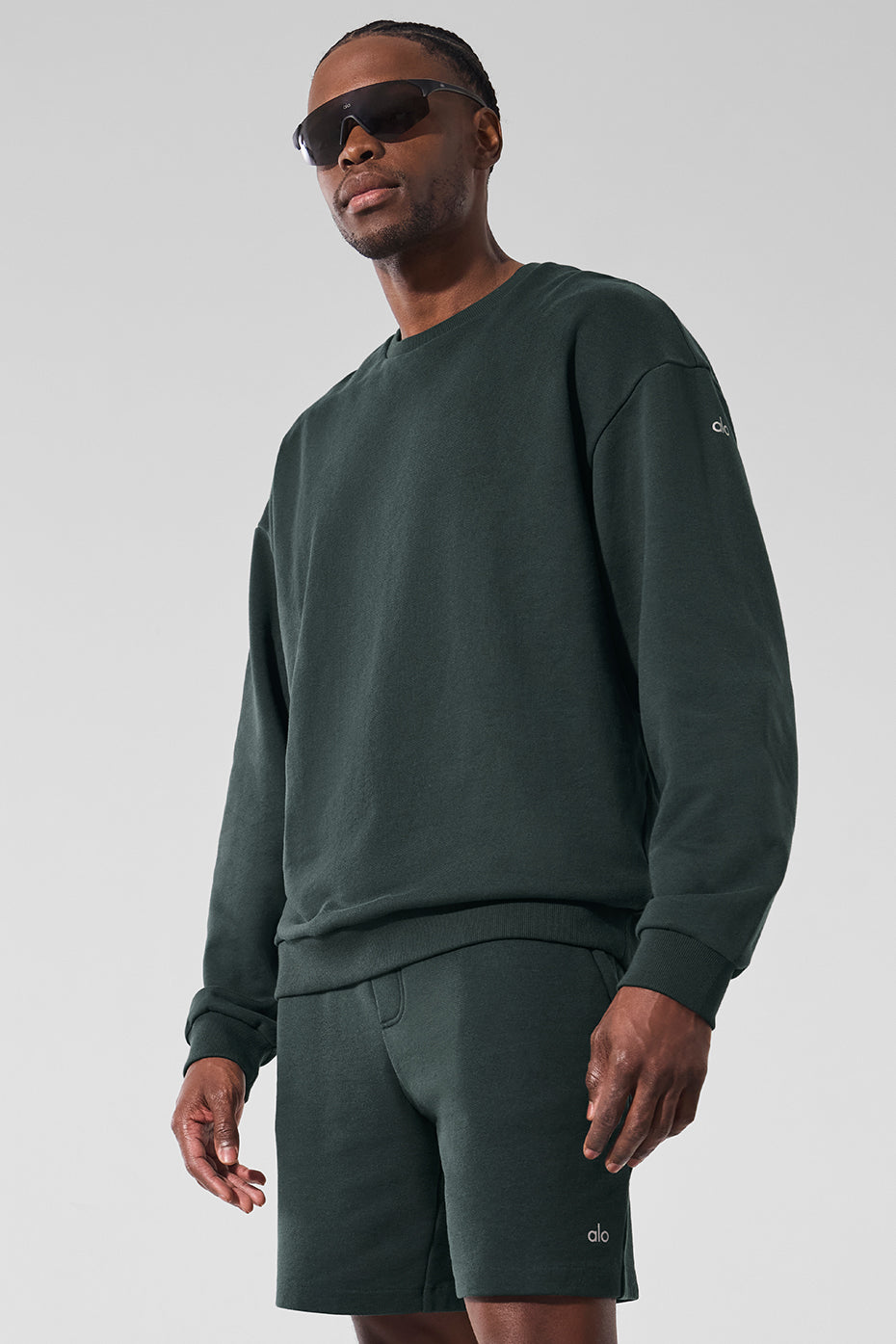 Close-up of the fabric texture of the French terry sweatshirt for workout.