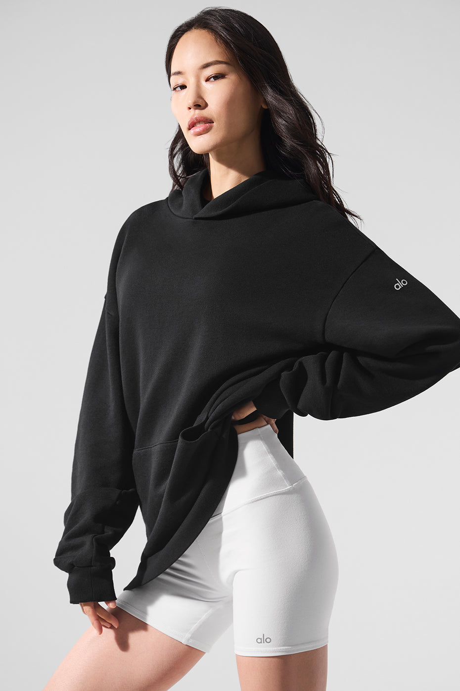 Front view of comfort hoodie styled for gym-ready mornings