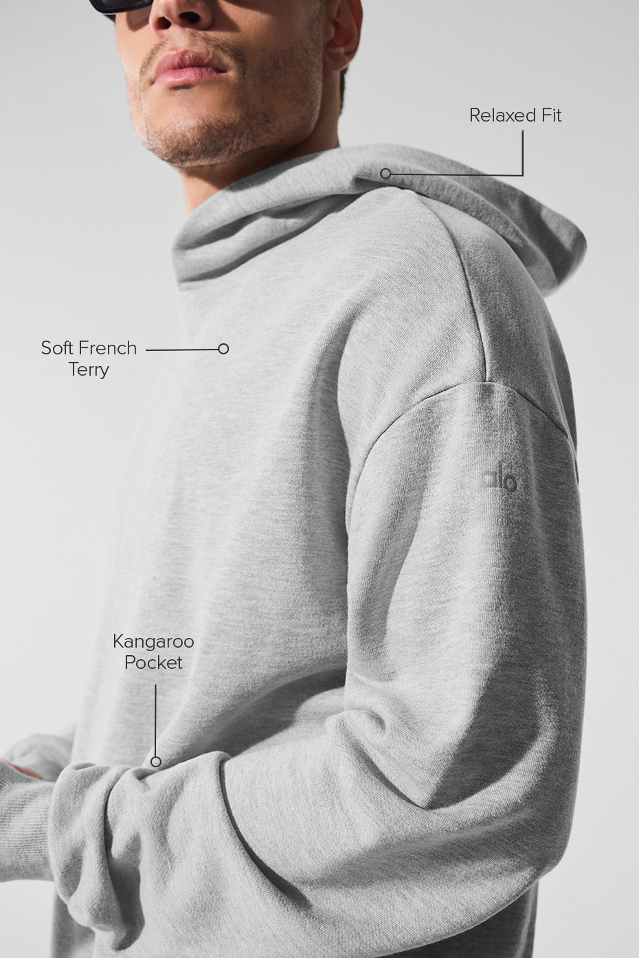 Model wearing the comfort hoodie during a workout session.