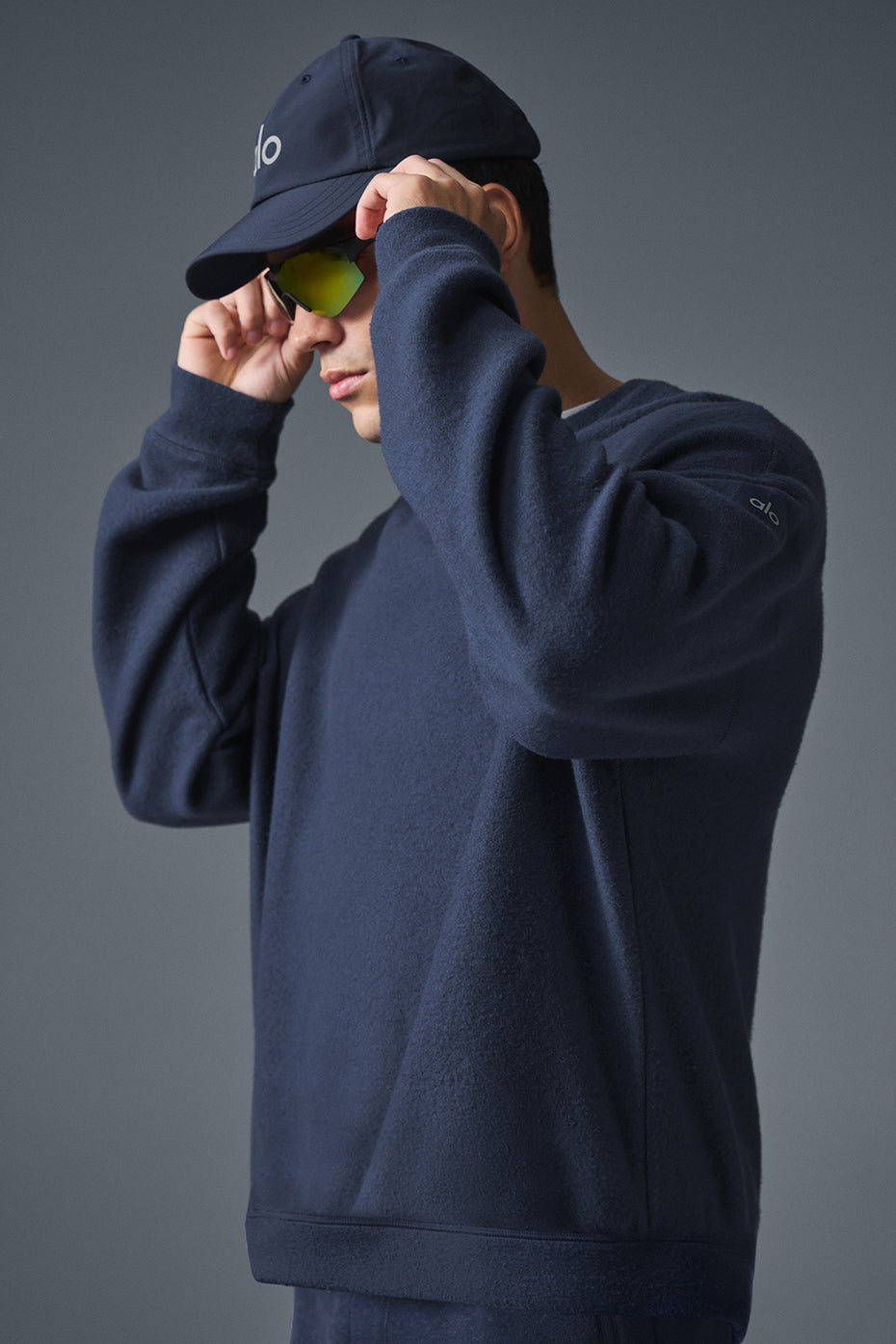Back view highlighting the soft fabric of the mens sweatshirt.