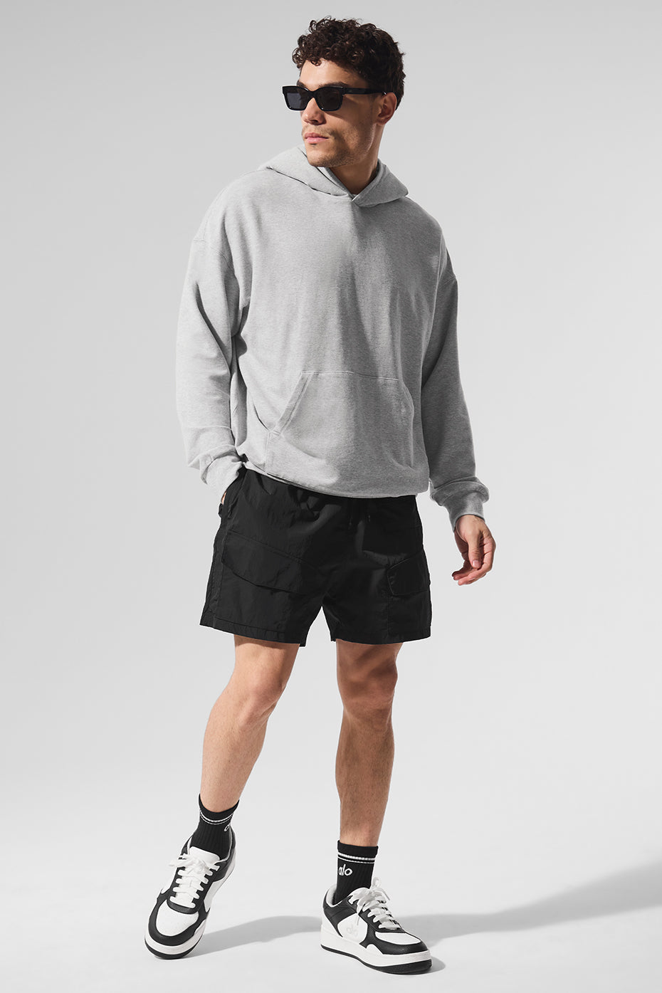 Close-up of hoodie fabric texture and kangaroo pocket detail