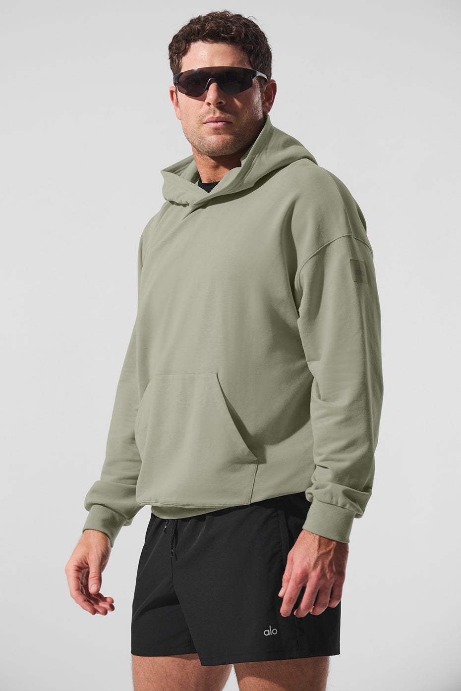 Close-up of the Double Take Hoodie fabric in Limestone showing its soft texture