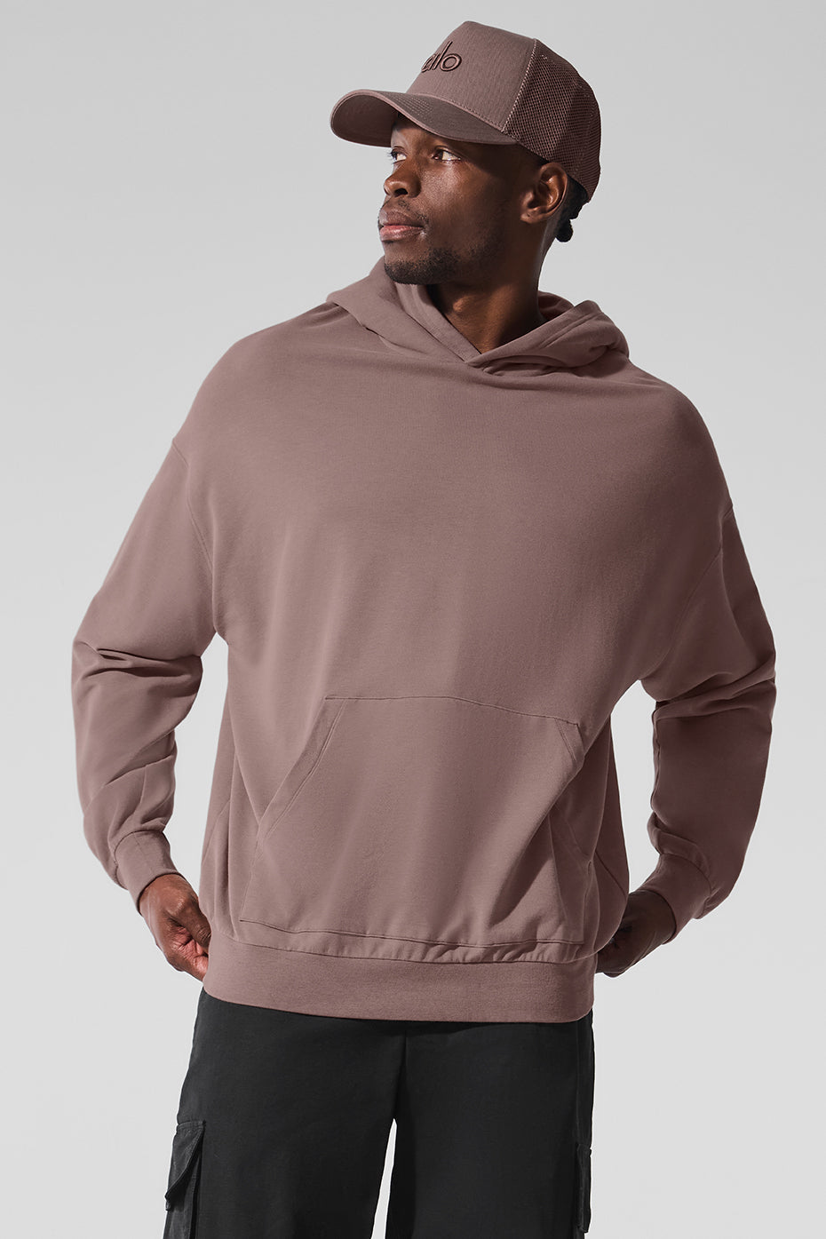 Front view of the mushroom hoodie highlighting its classic fit and soft fabric