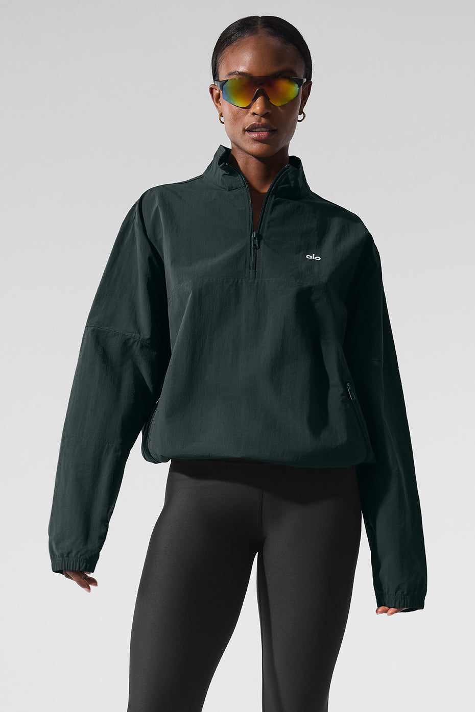 Charcoal Green lightweight pullover showcasing a quarter zip feature.