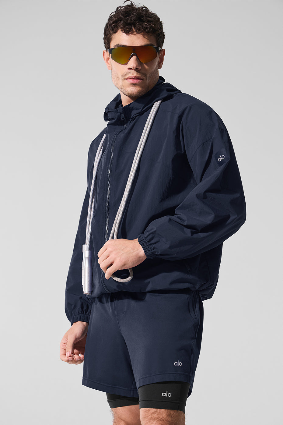 Front view of the Vantage Performance Track Jacket in navy, ideal for running.