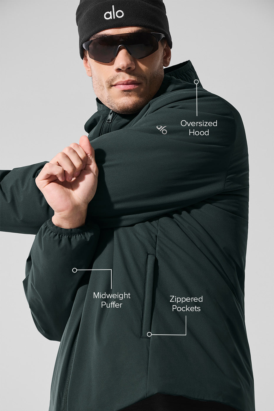 Model wearing the full zip jacket during a morning jog, demonstrating its activewear suitability