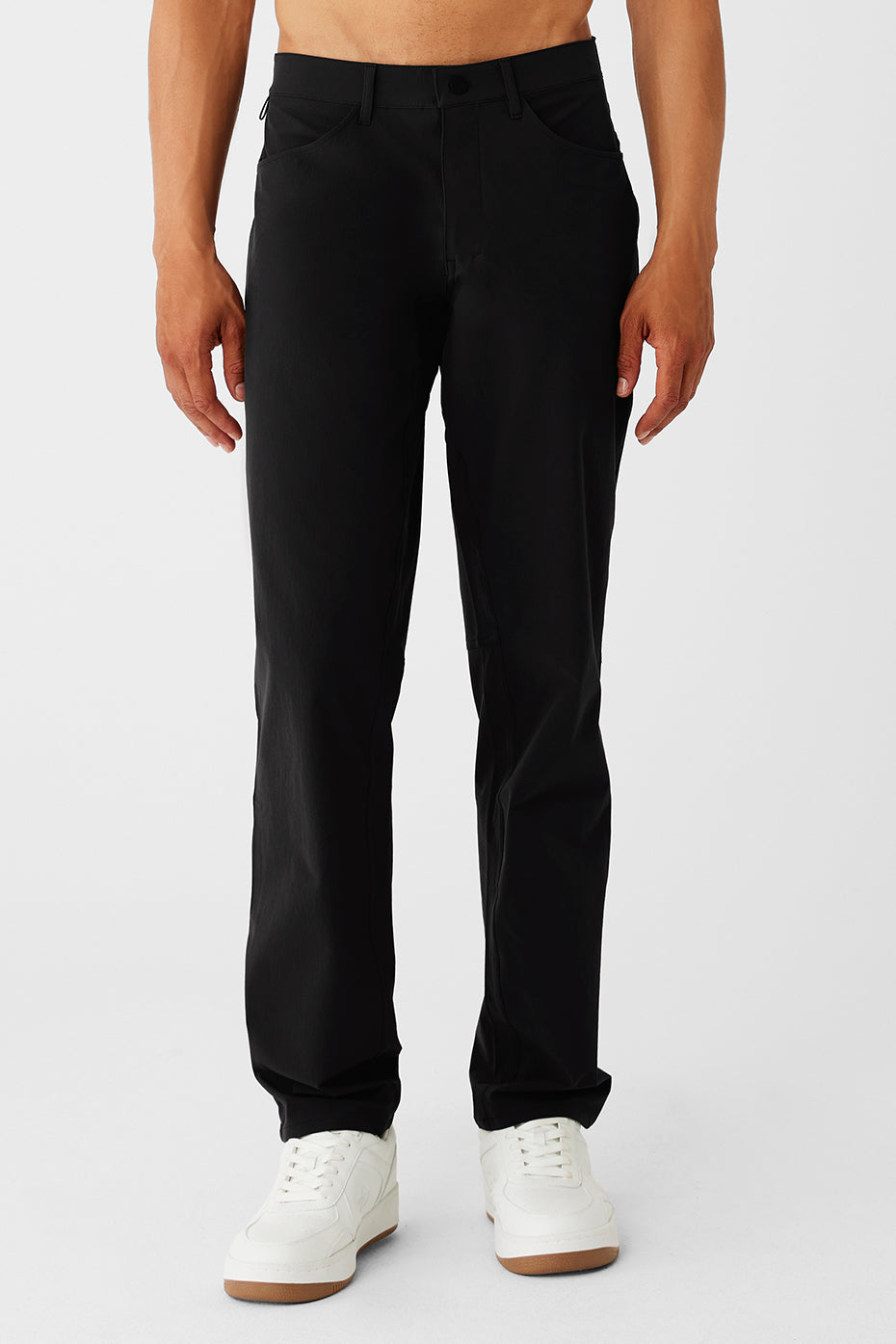 Side view of men's tailored pants with streetwear styling