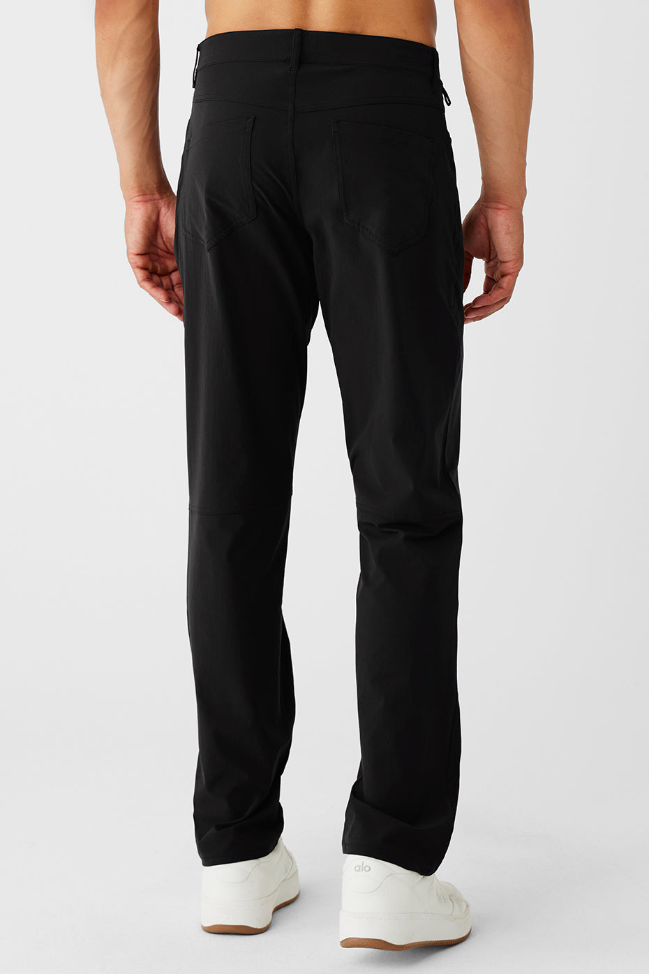 Close-up of womens tailor pants showing stretch detail