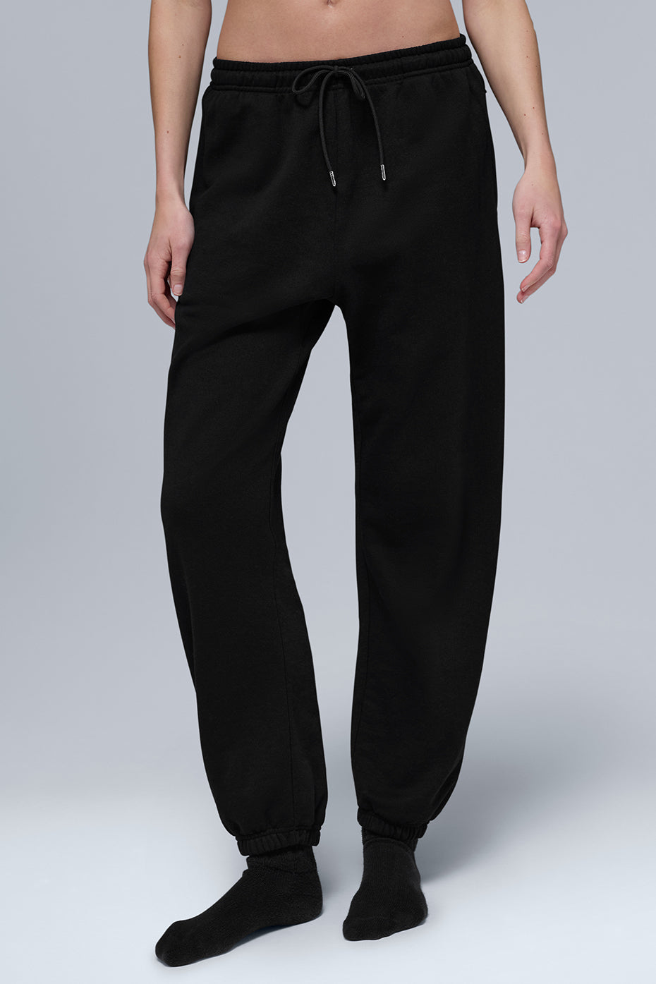 Detail shot of French terry fabric texture for comfort women pants