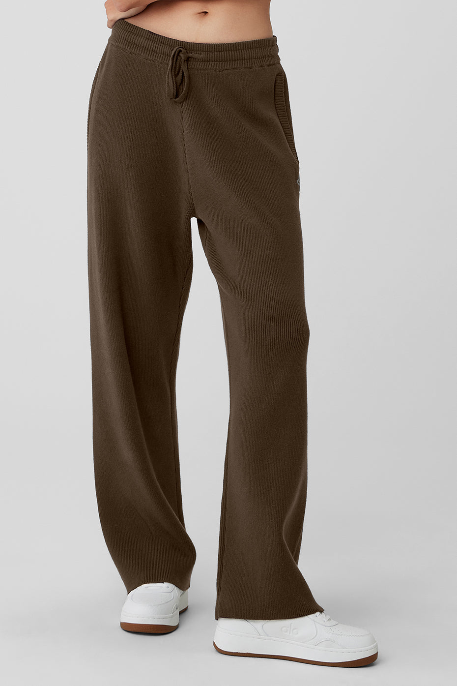 Front view of Scholar Wide Leg Sweatpants in Espresso.
