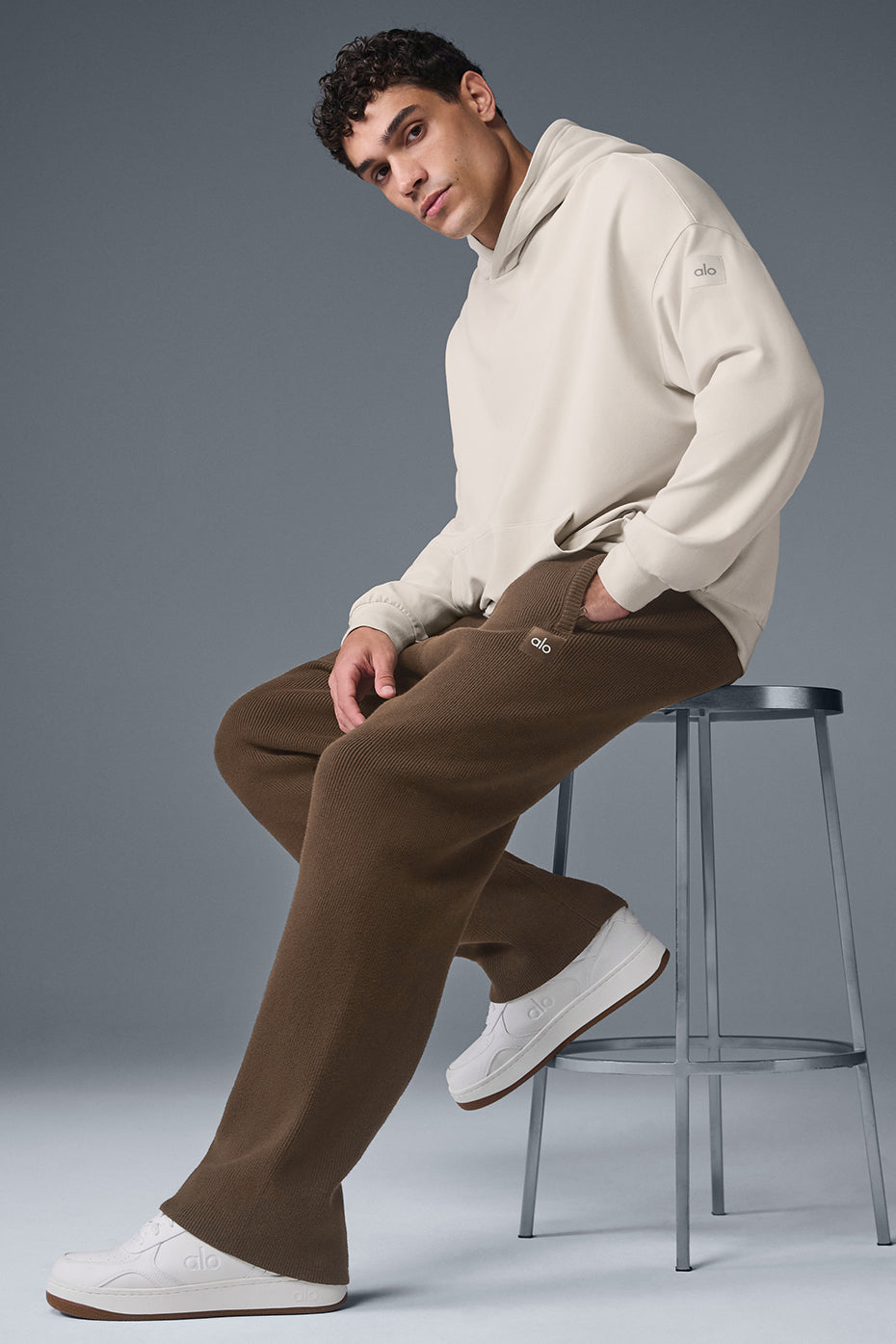 Mens camo sweatpants with adjustable drawcords and side pockets, streetwear style