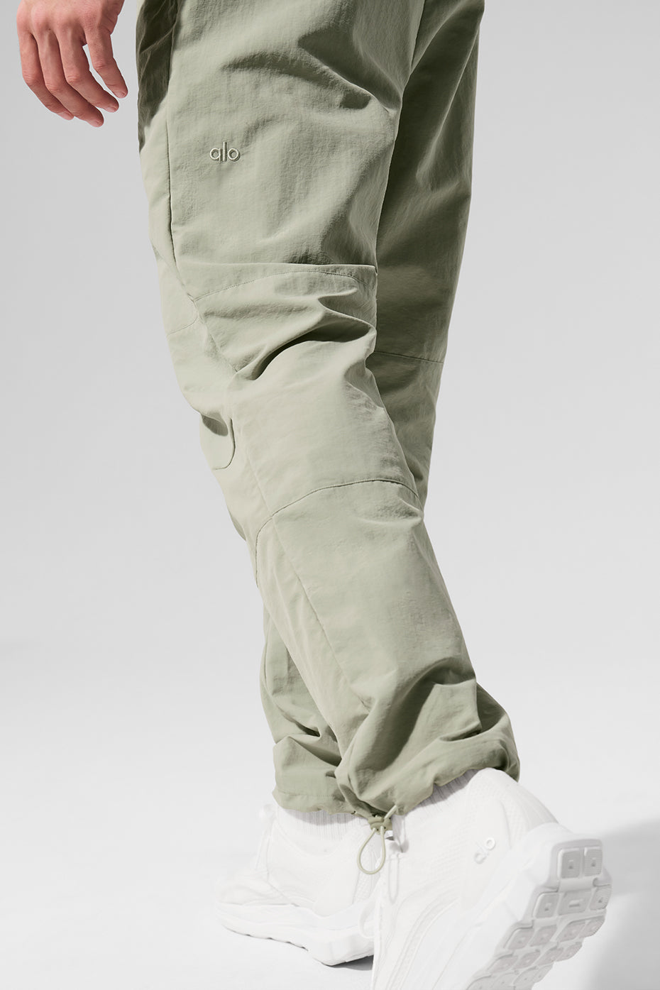 Back shot showing ALO tag on lululemon joggers style and flexible fit