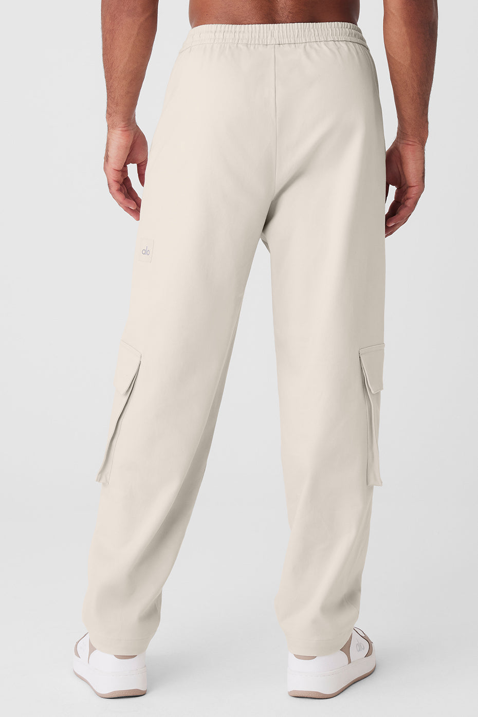 Side view of Y2K cargo pants, demonstrating the roomy straight-leg design.