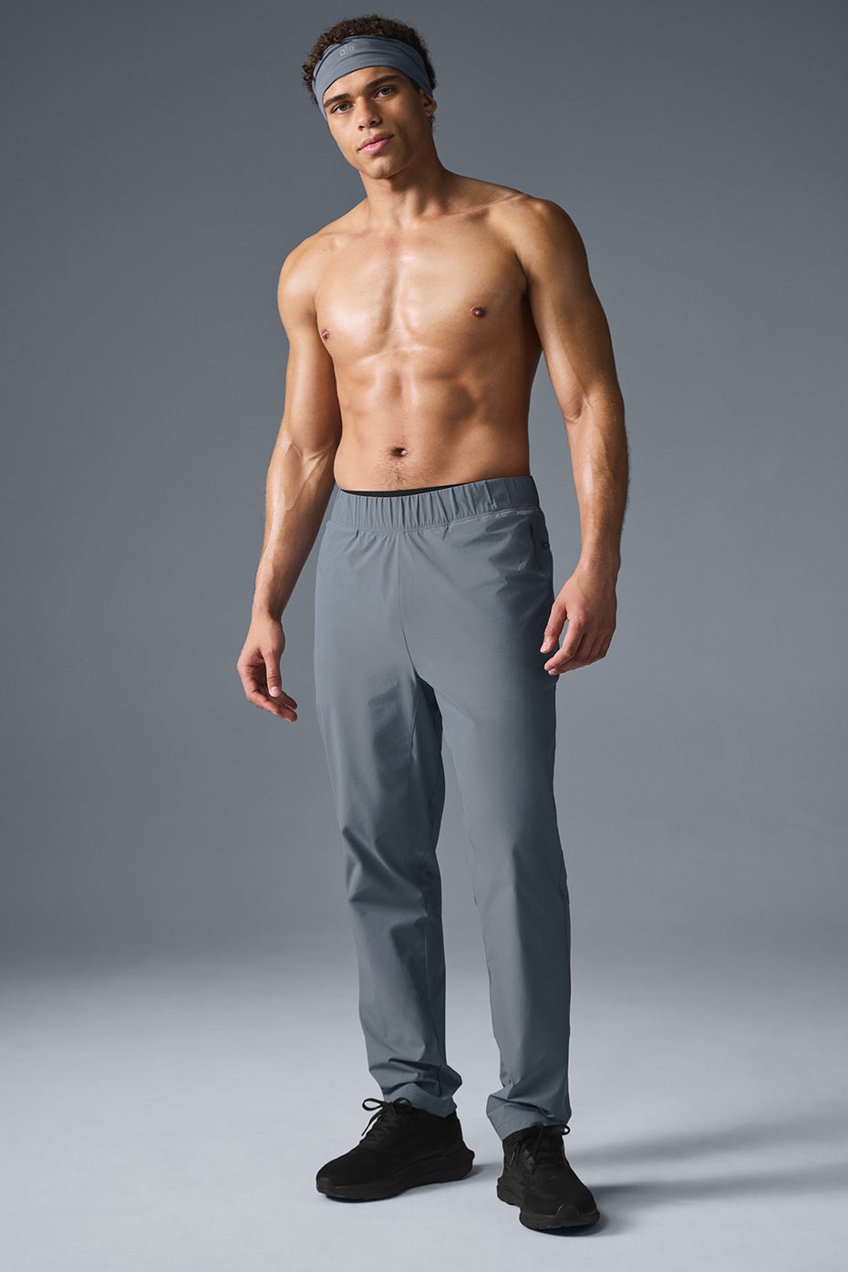 Close-up of tailored athletic pants with draw cords for a perfect fit.