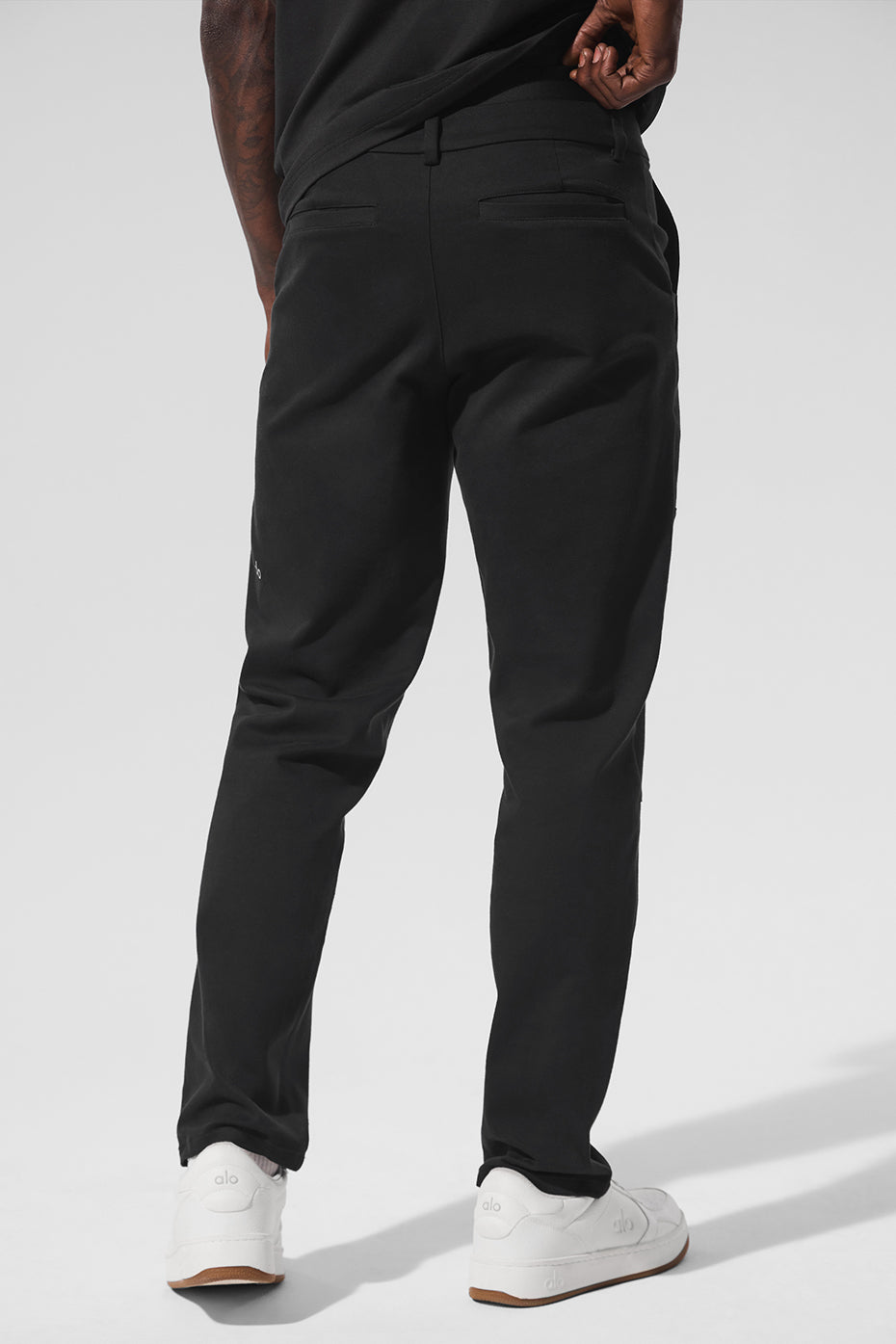 Close-up of sueded pants ladies leg seams and soft cotton finish in natural lighting