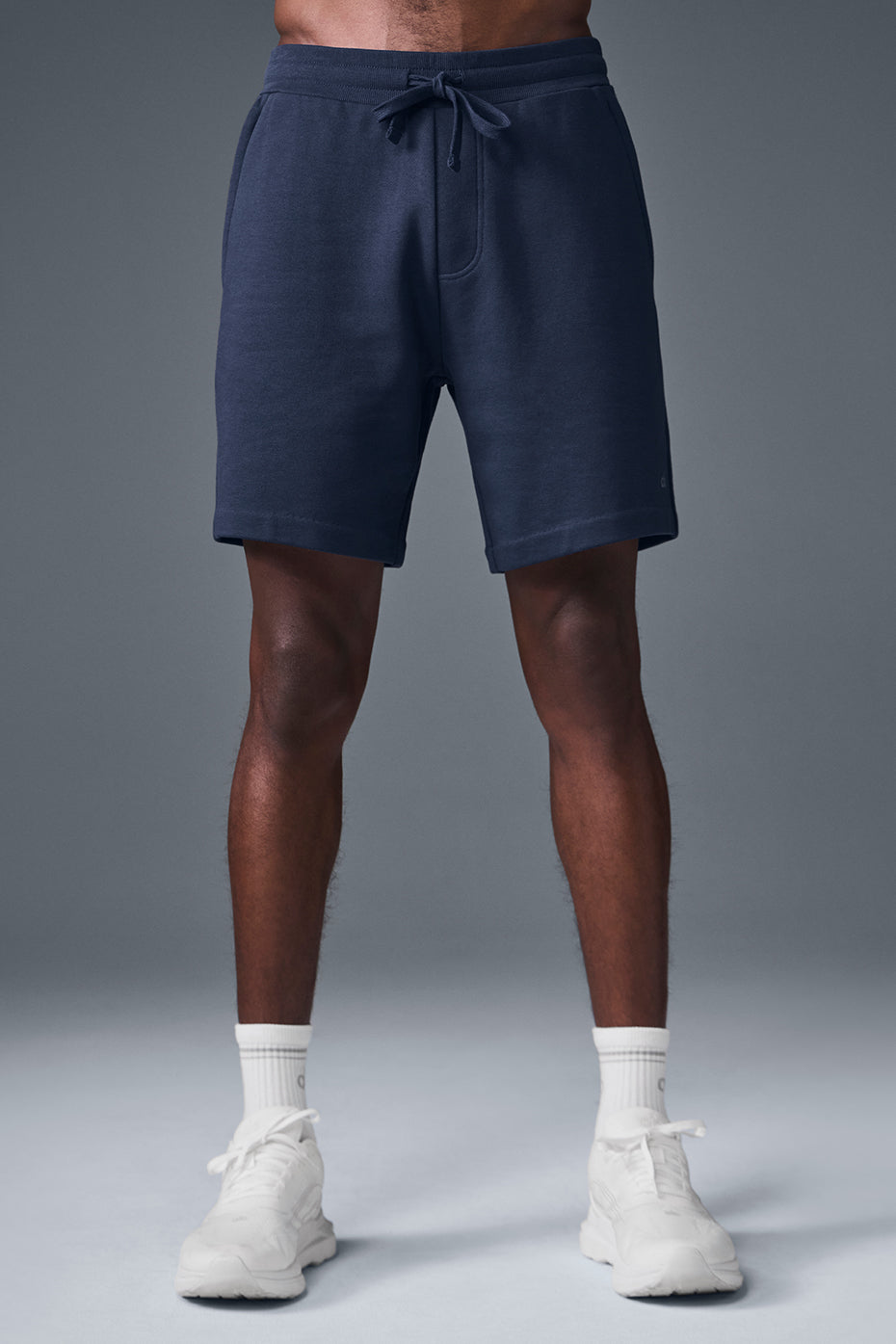 Front view of Navy Chill Lounge Shorts on a model, perfect for casual wear.