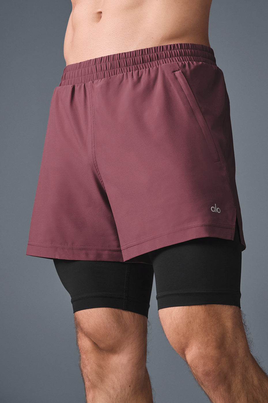 Close-up of the Revival running shorts moisture-wicking fabric and compression liner
