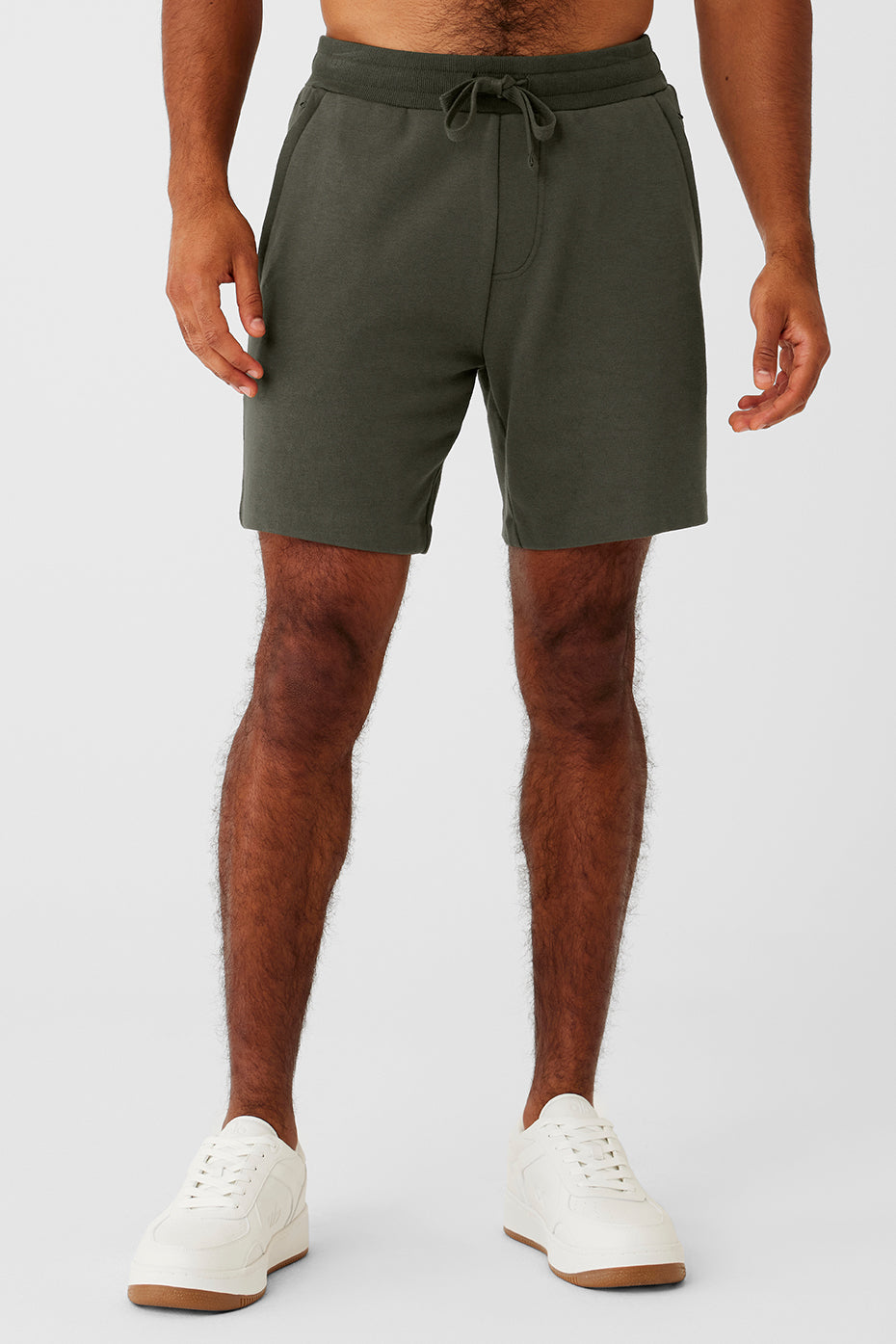 Front view of Stealth Green Chill Shorts showcasing the drawstring and pockets.